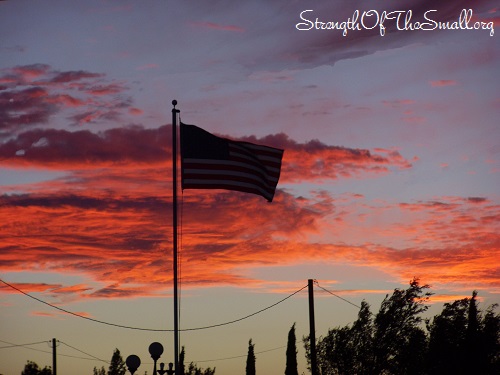 American Flag at Sunset.