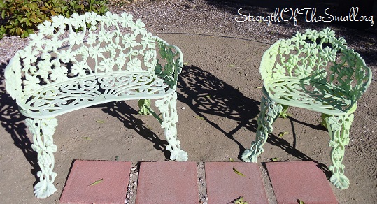 Antique Cast Iron Bench and Arm Chair.
