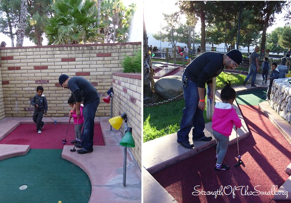 Enjoying the Miniature Golf.