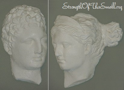 Greek Male & Female Head Sculptures