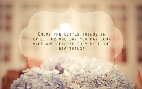 "Enjoy the little things in life, for one day you may look back and realize they were the big things."