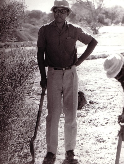 Nelson Mandela, working as a prisoner on Robben Island, 1977.     Photo Credit: Nelson Mandela Centre of Memory.