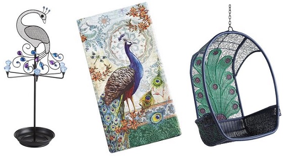 1. Peacock Jewelry Stand. 2. Peacock Napkins. 3. Peacock Swing.