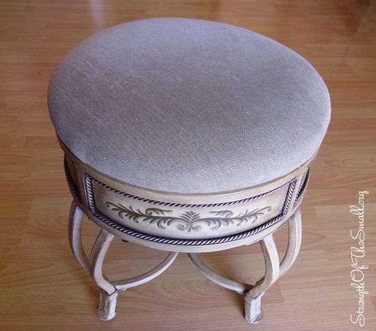 Shabby Chic/Cottage Chic Stool with Wrought Iron Legs.